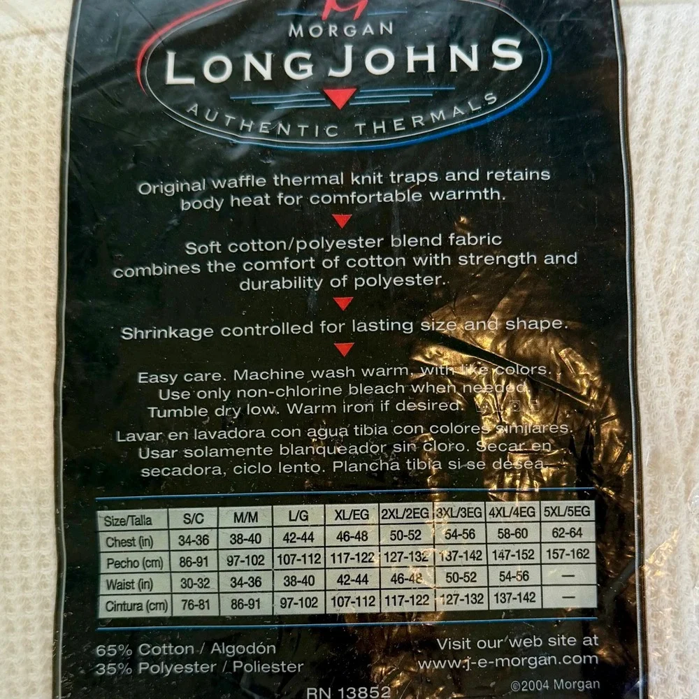 J.E. Morgan Mens Thermal Long‎ Johns Waffle Knit Bottoms Natural 4XL 54-56 NEW